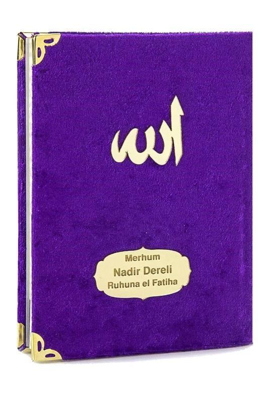 10 Adet İsme Özel Mevlüt Hediyesi Kadife Kaplı Yasin Kitabı 80 Sayfa Mor