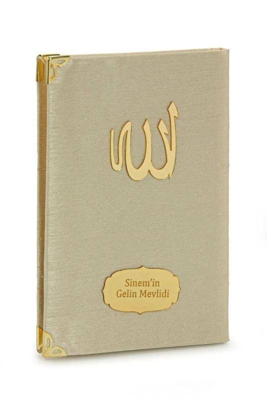 10 ADET - Şantuk Kumaş Kaplı Yasin Kitabı - Çanta Boy - İsme Özel Plakalı - Altın