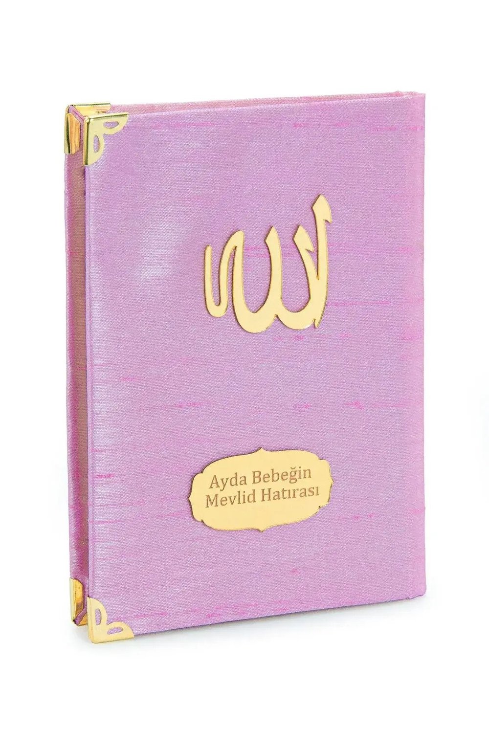 10 ADET - Şantuk Kumaş Kaplı Yasin Kitabı - Çanta Boy - İsme Özel Plakalı - Pembe Renk - İslami Hediyeler