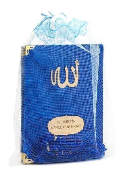 20 Adet Kadife Kaplı Yasin Kitabı - Çanta Boy - İsme Özel Plakalı - Tesbihli - Keseli - Lacivert Renk - Mevlüt Hediyeliği