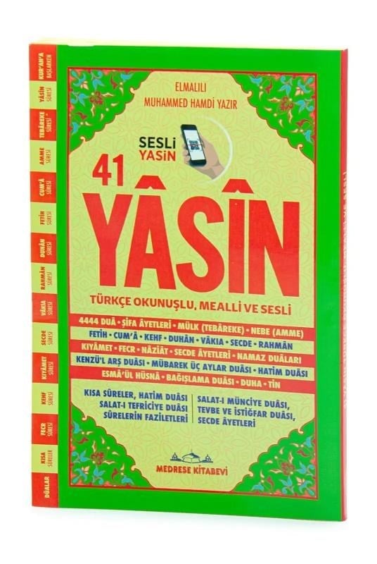 41 Yasin Kitabı - 193 Sayfa - Sesli Yasin - Rahle Boy - Fihristli - Medrese Kitabevi - Mevlid Hediyeliği