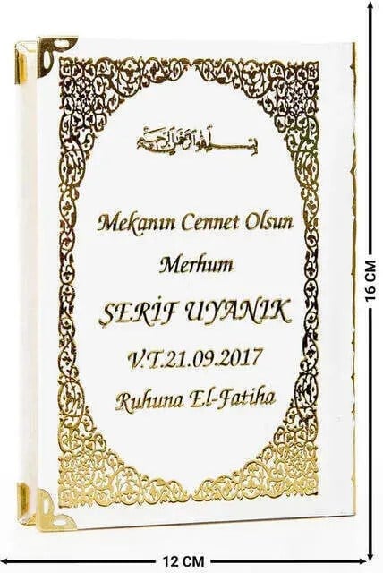 50 ADET - İsim Baskılı Ciltli Yasin Kitabı - Çanta Boy - Beyaz - 128 Sayfa - Mevlit Hediyeliği