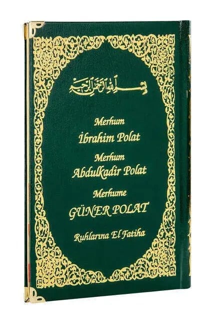 50 ADET - İsim Baskılı Ciltli Yasin Kitabı - Orta Boy - 128 Sayfa - Yeşil Renk - Cemiyet Hediyeliği