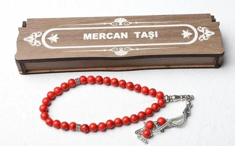 Ahşap Kutulu Mercan Taşı Tesbih