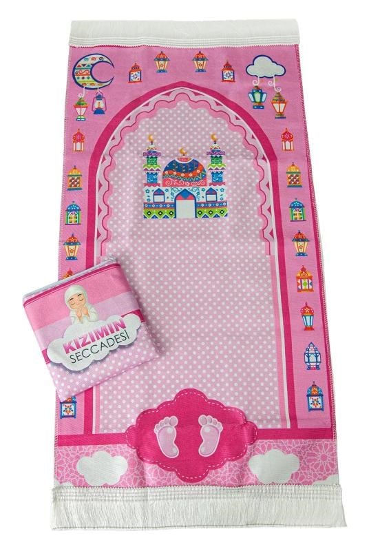 Çantalı Kızımın Çocuk Seccadesi Pembe
