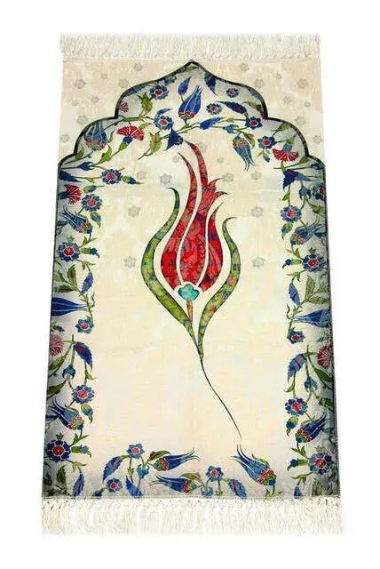 Çocuk Seccadesi - Lale Desenli - Kırmızı Renk
