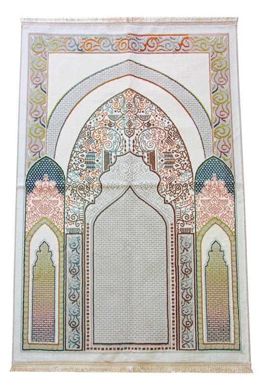 Geleneksel Desenli Hediyelik Halı Tipi Dokuma Seccade Bej
