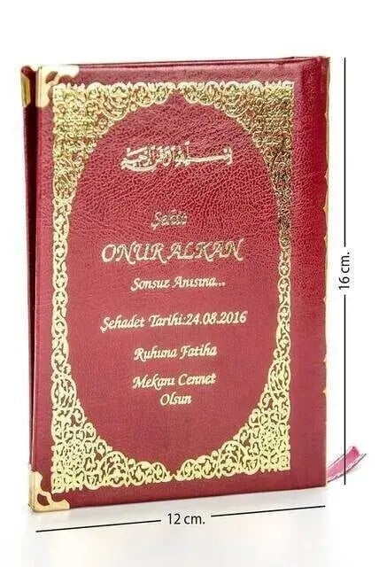 İsim Baskılı Ciltli Yasin Kitabı - Çanta Boy - Kırmızı - 128 Sayfa - Mevlit Hediyeliği