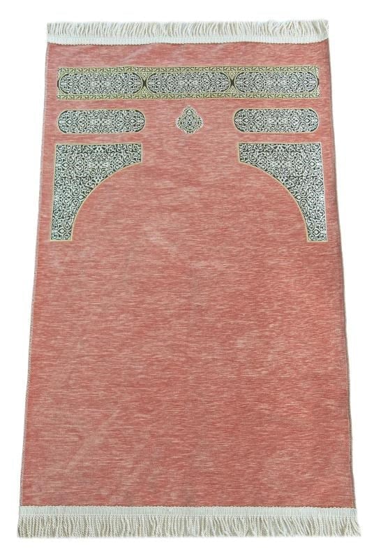 Kabe Desenli Örgü Püsküllü Şönil Seccade Pembe