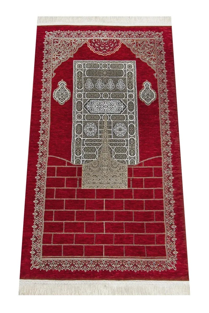 Kabe Desenli Ultra Plus Kırmızı Şönil Seccade 19