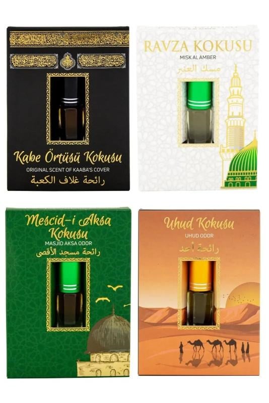 Kabe Örtüsü Kokusu Medine Ravza Kokusu Mescidi Aksa kokusu ve Uhud Kokusu Alkolsüz Esans 3ml