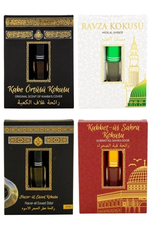 Kabe Örtüsü Kokusu Medine Ravza Kokusu Hacerül Esved Kokusu ve Kubbetül Sahra kokusu Alkolsüz Esans 3ml