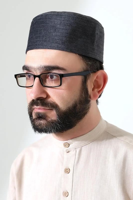 Kapitone Desenli Kadife Kalıp Namaz Takkesi Koyu Gri