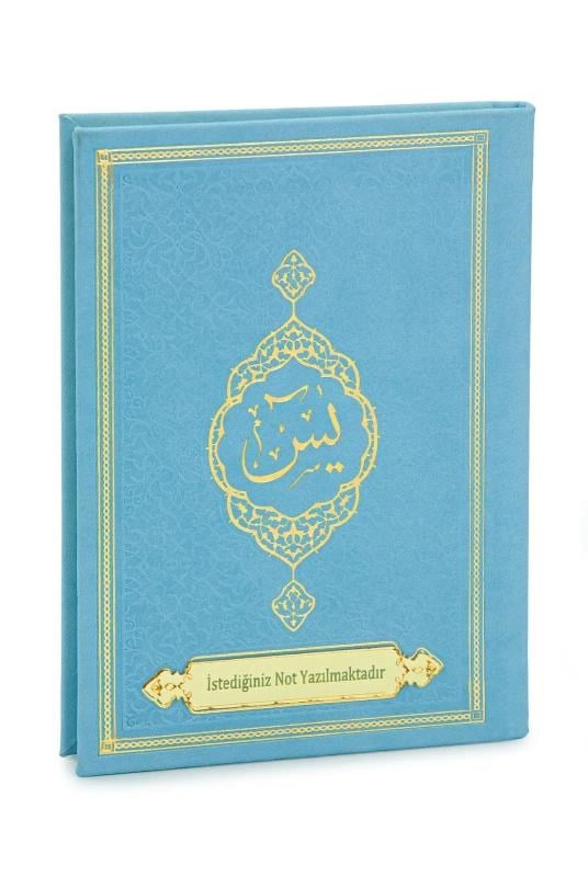 Kişiye Özel İsimli Termo Deri Ciltli Yasin Kitabı - Çanta Boy 128 Sayfa Mevlüt Hediyelik - Mavi
