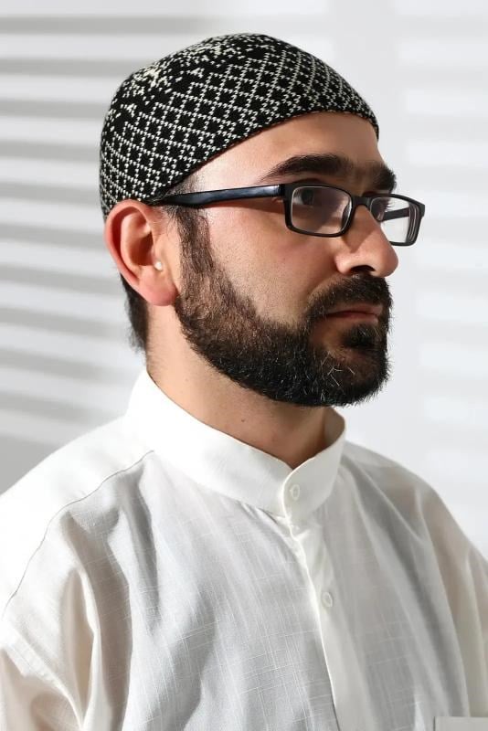 Kışlık Karyağdı Desenli Orlon Takke Siyah-Bej