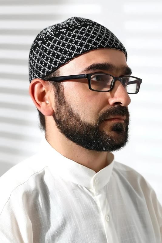 Kışlık Karyağdı Desenli Orlon Takke Siyah-Gri
