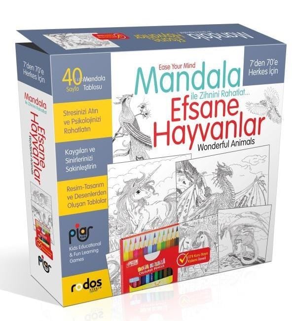 Mandala Efsane Hayvanlar ve 12'li Boya Kalemi