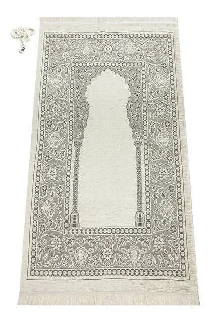 Mihraplı Şönil Lüks Seccade Krem