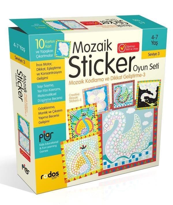 Mozaik Stickerli Oyun Seti - Kodlama ve Dikkat Geliştirme Seviye 3 (4-7 Yaş)