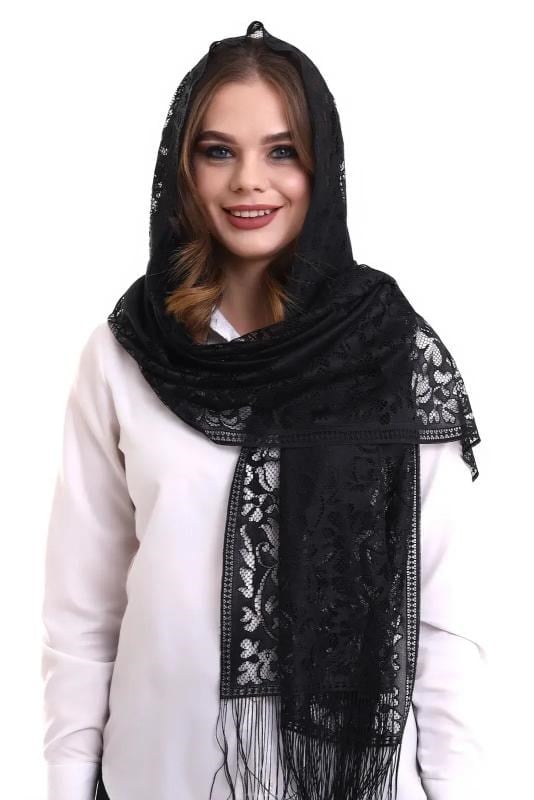 Narin Tül Şal Siyah 60x160