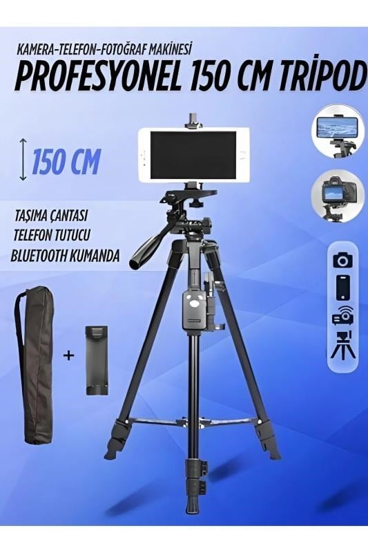nextbuy Profesyonel Kamera 150 Cm Çantalı Tripot Telefon Tutucu Bluetooth Kumandalı Vlog Video Çekim Tripodu