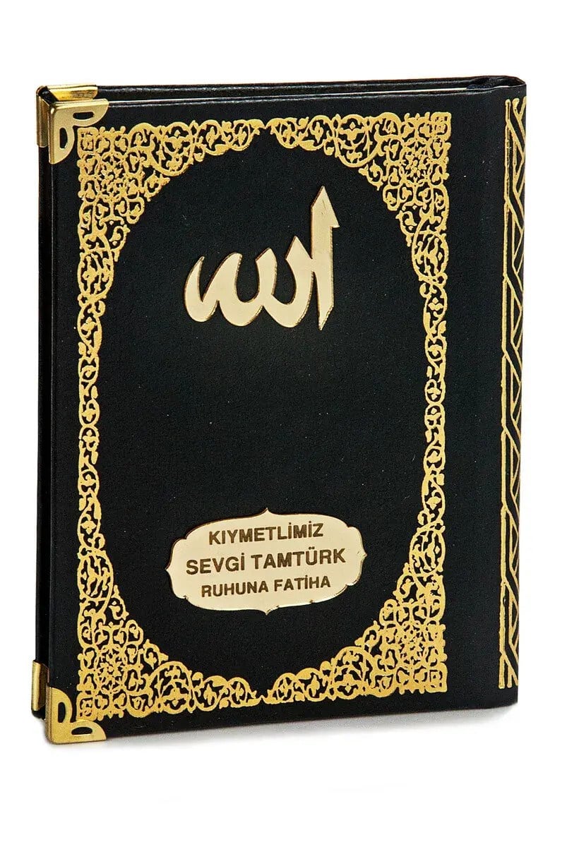 Pleksiye Özel İsim Yazılı Ciltli Yasin Kitabı Çanta Boy Siyah 128 Sayfa