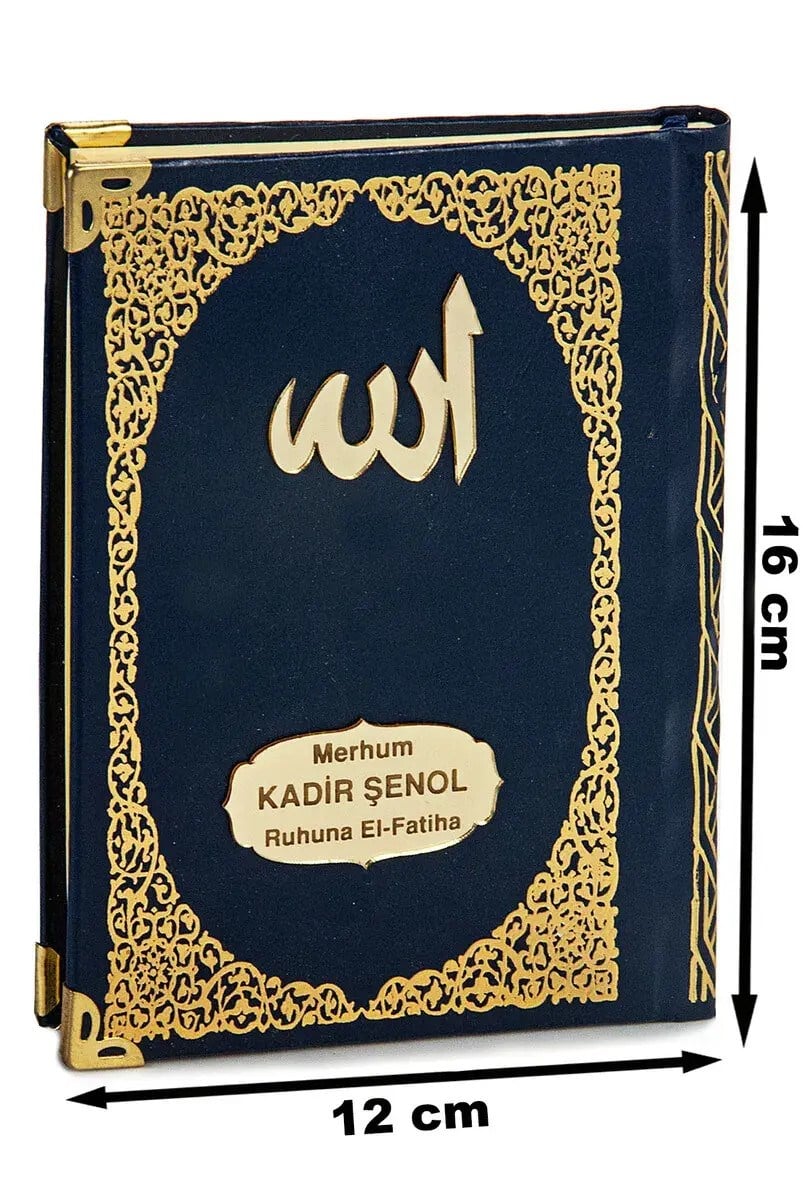 Pleksiye Özel İsim Yazılı Ciltli Yasin Kitabı Çanta Boy Lacivert 128 Sayfa