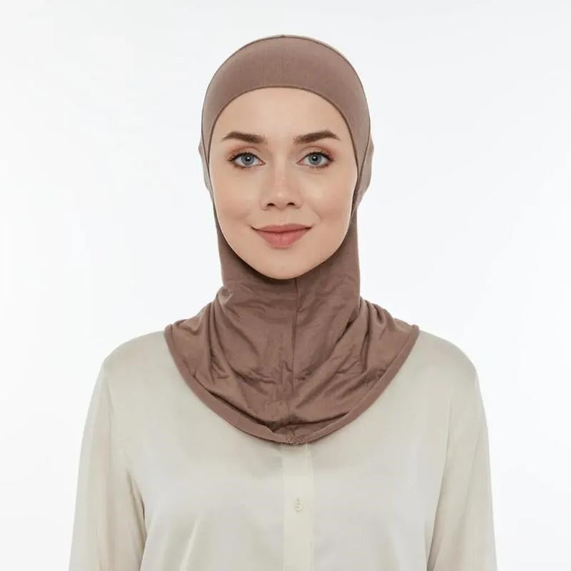 Pratik Boyunluklu Tesettür Hijab Bone Açık Kahverengi