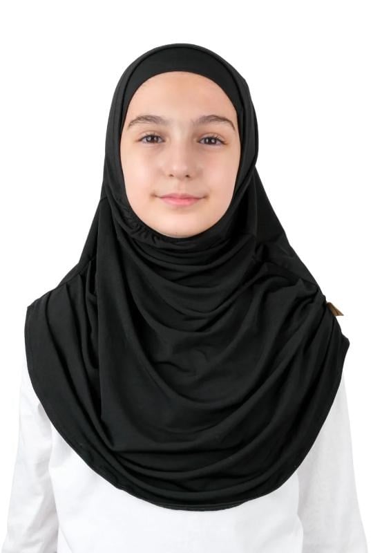 Pratik Hazır Geçmeli Boneli Çocuk Şal Siyah