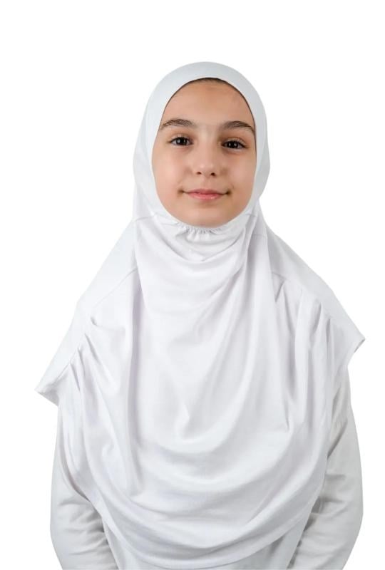 Pratik Hazır Geçmeli Çocuk Şal Beyaz