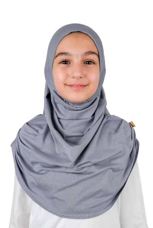 Pratik Hazır Geçmeli Çocuk Şal Koyu Gri