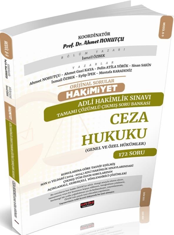 Savaş Yayınevi Orijinal Sorular Hakimiyet Adli Hakimlik Sınavı Ceza Hukuku Çıkmış Soru Bankası