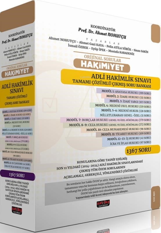 Savaş Yayınevi Orijinal Sorular Hakimiyet Adli Hakimlik Sınavı Çıkmış Soru Bankası Set
