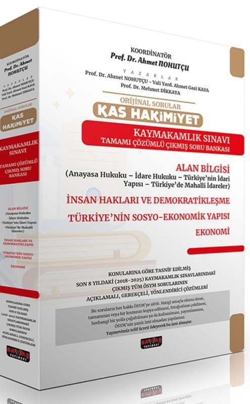 Savaş Yayınevi Orijinal Sorular KAS HAKİMİYET Kaymakamlık Sınavı Çıkmış Soru Bankası Seti
