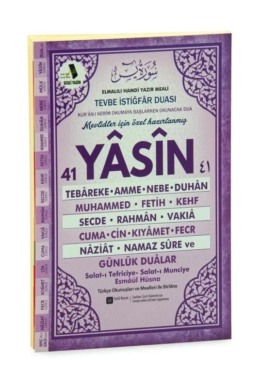 Türkçe Mealli Orta Boy 192 Sayfa 41 Yasin QR Kodlu, Sesli Dinleme - Mor