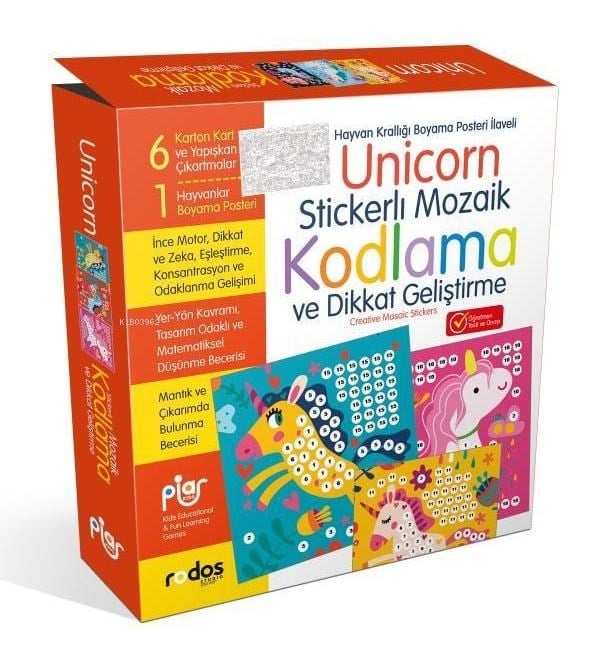 Unicorn Stickerlı Mozaik Kodlama ve Dikkat Geliştirme Oyun Seti