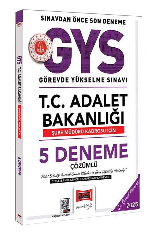 Yargı Yayınları 2025 T.C. Adalet Bakanlığı Şube Müdürü Kadrosu İçin Çözümlü 5 Deneme