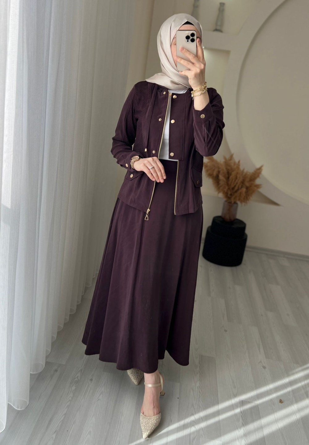 ESRA ETEKLİ TAKIM BORDO