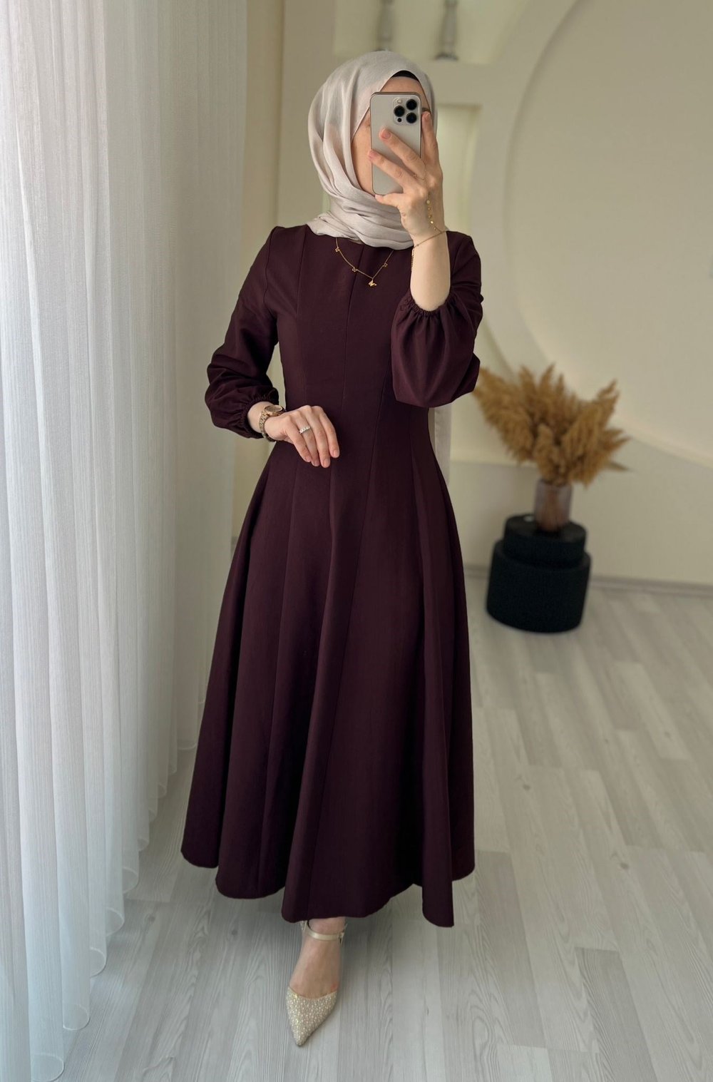 NAZENDE ELBİSE BORDO