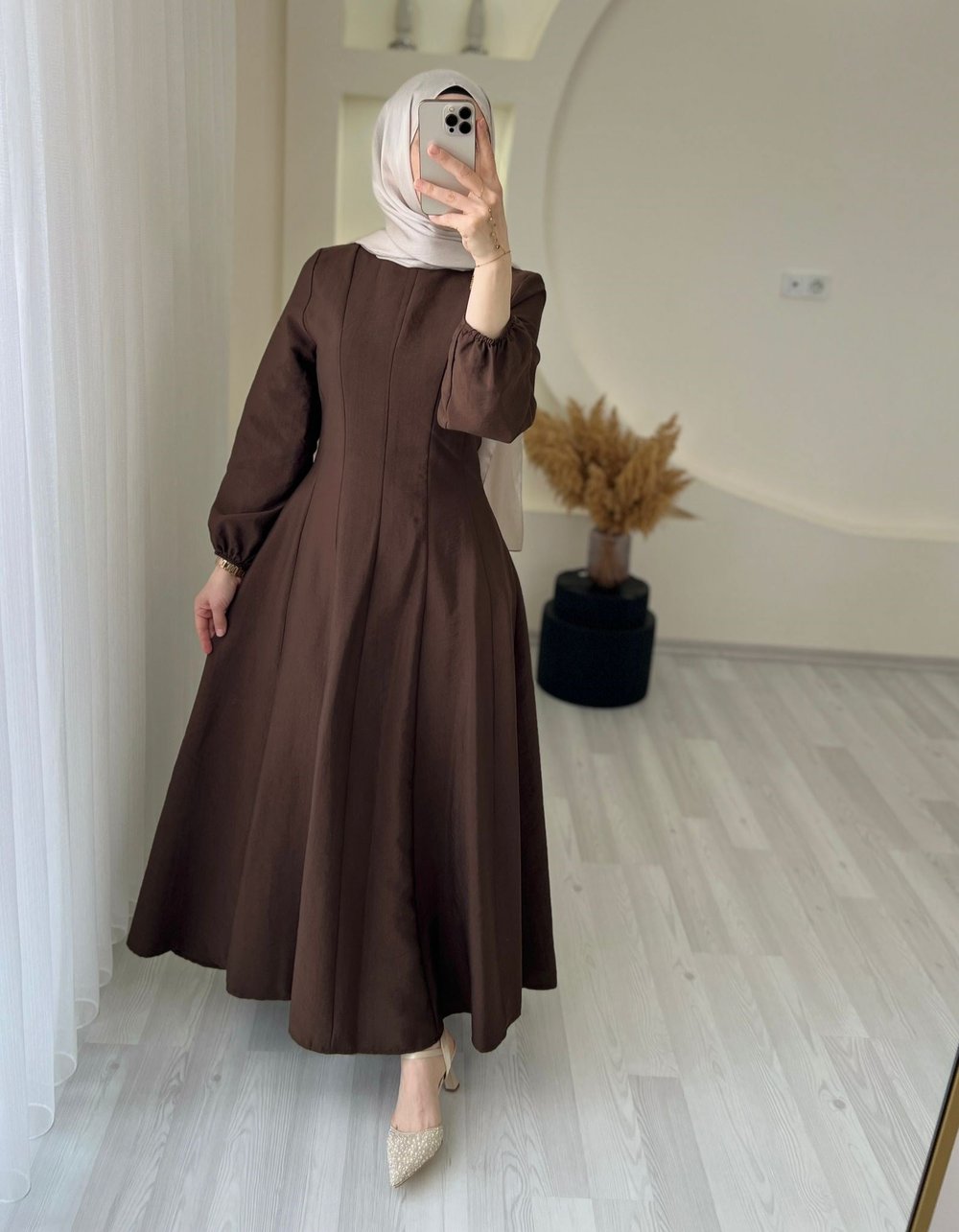 NAZENDE ELBİSE KAHVE