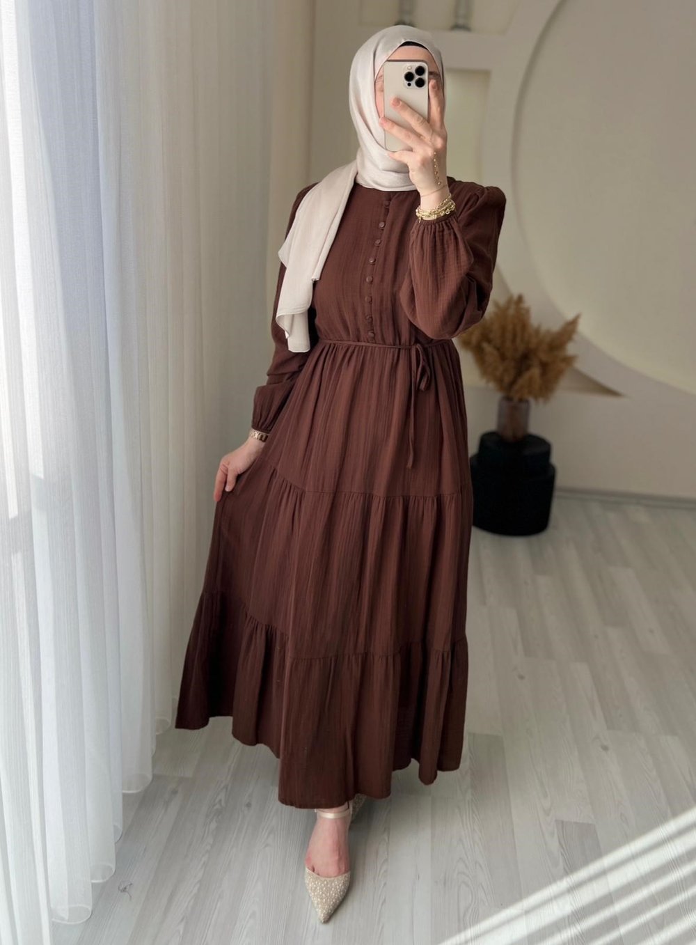 YASEMİN ELBİSE KAHVE