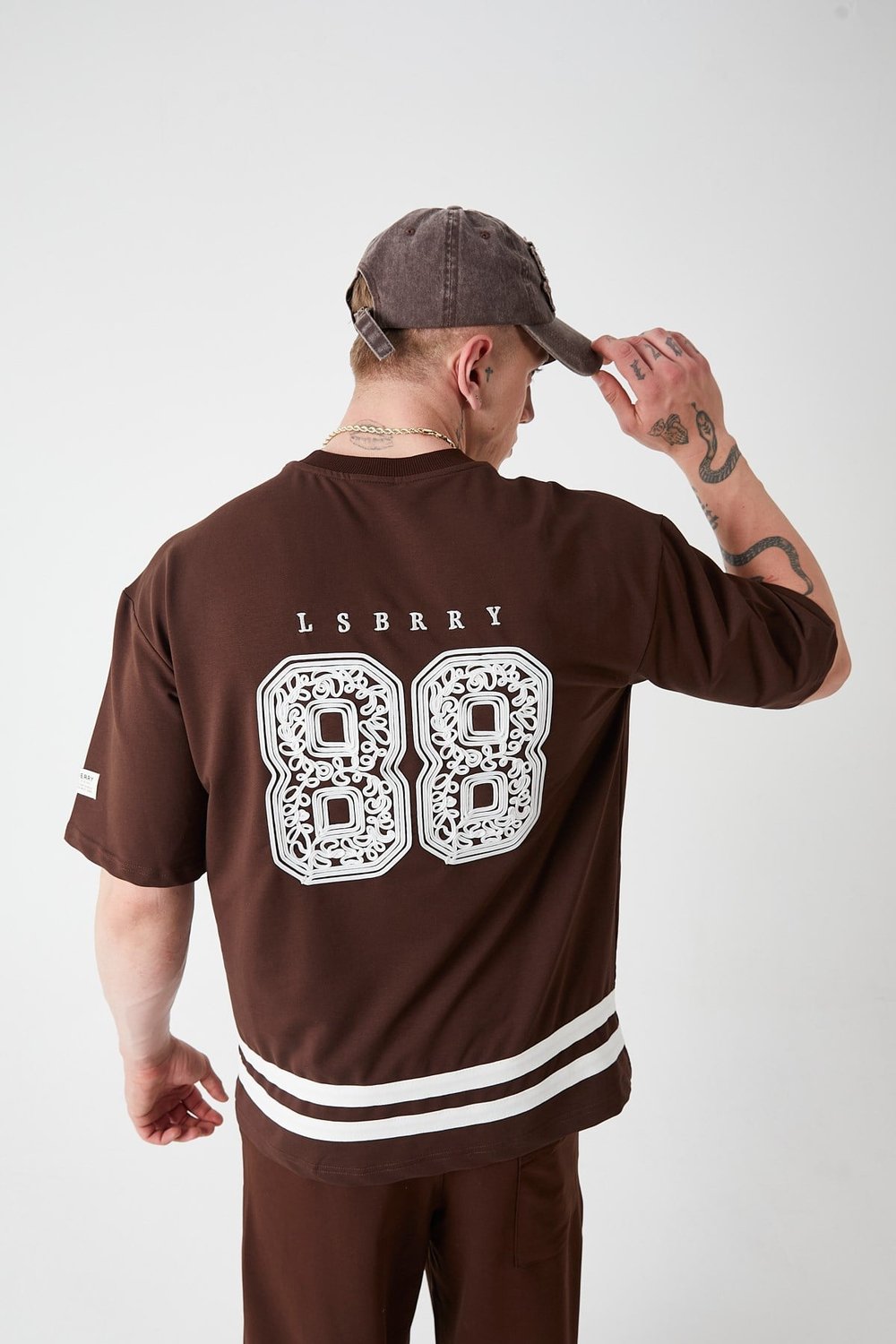 88 Zincir Nakış Kahve Tshirt
