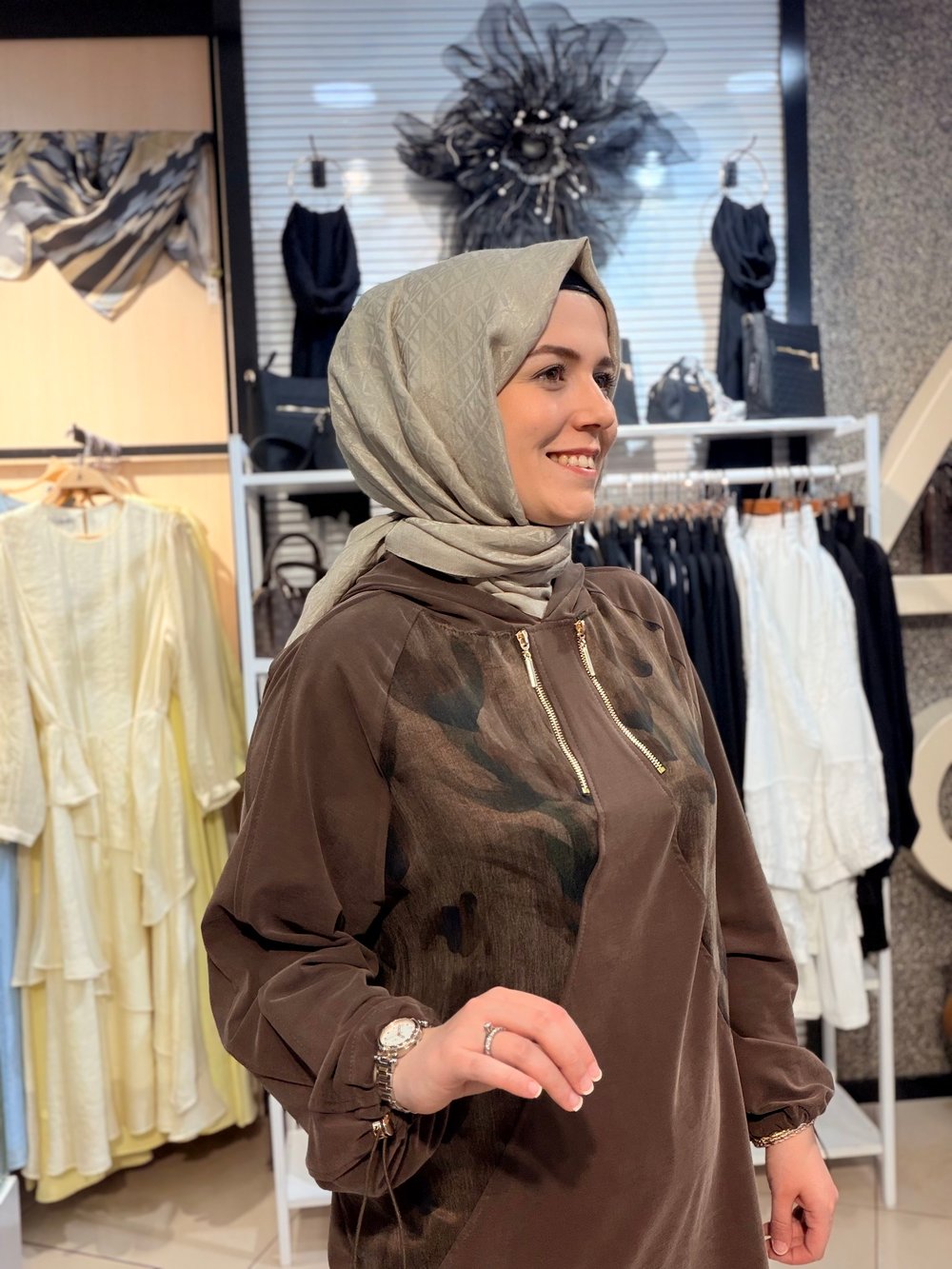 MODAL KUMAŞ DESEN VE FERMUAR DETAYLI TAKIM