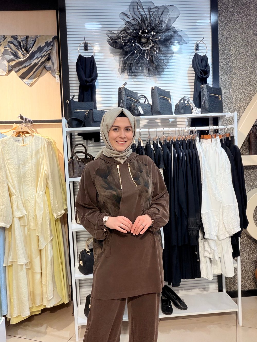 MODAL KUMAŞ DESEN VE FERMUAR DETAYLI TAKIM