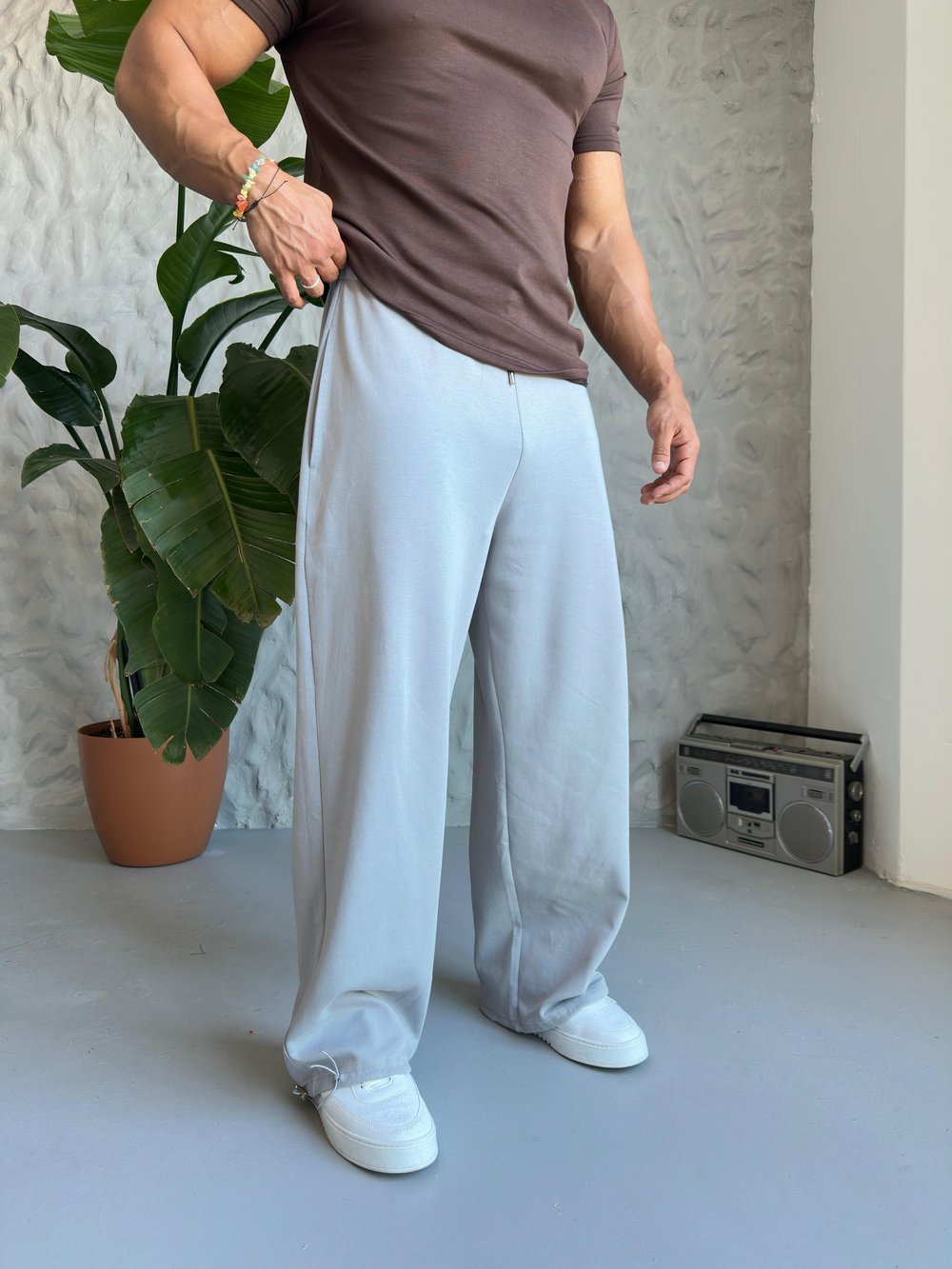 Açık Gri Oversize Baggy Jogger Modeli