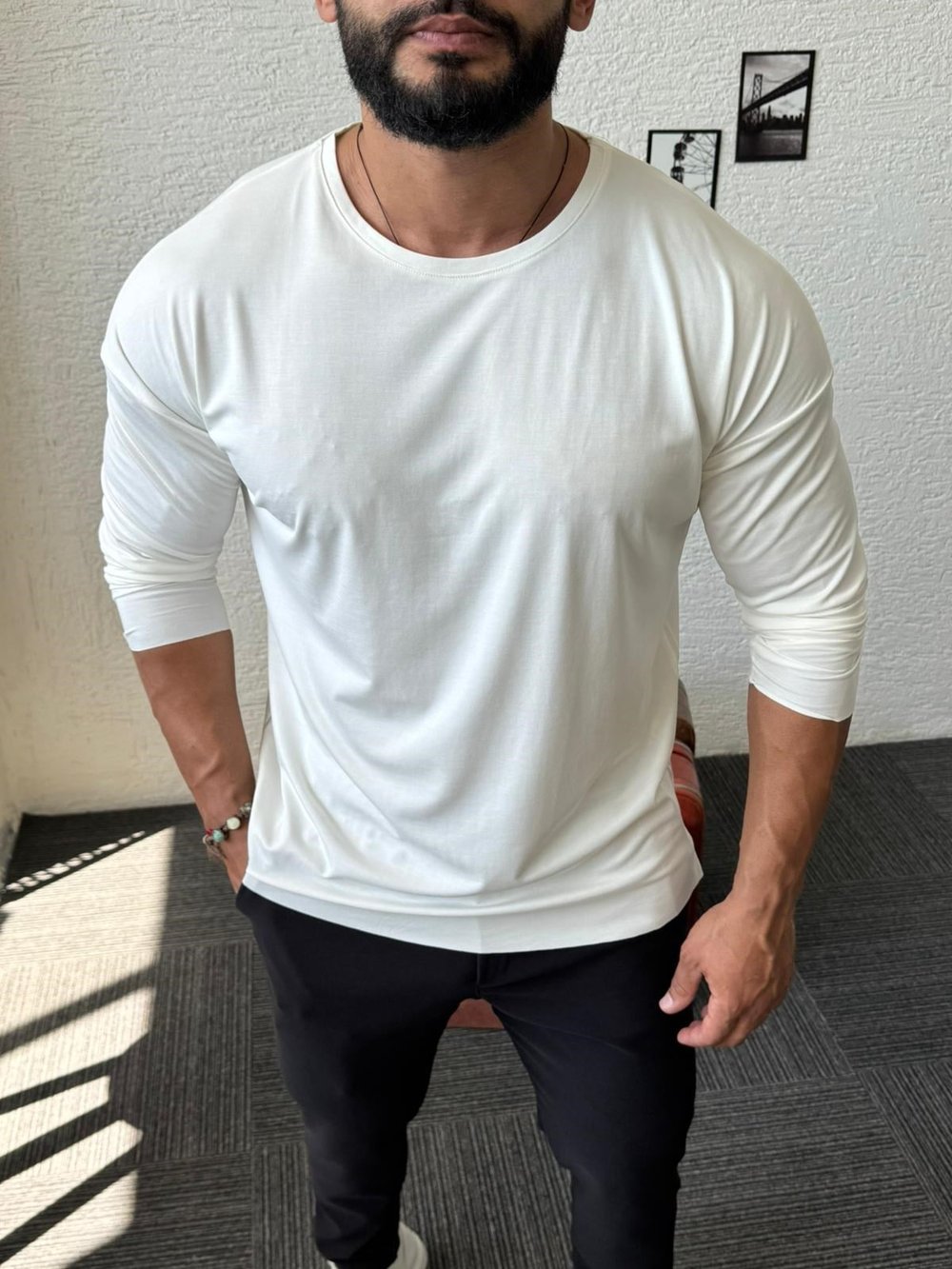 Beyaz Uzun Kol Mevsimlik Sweat