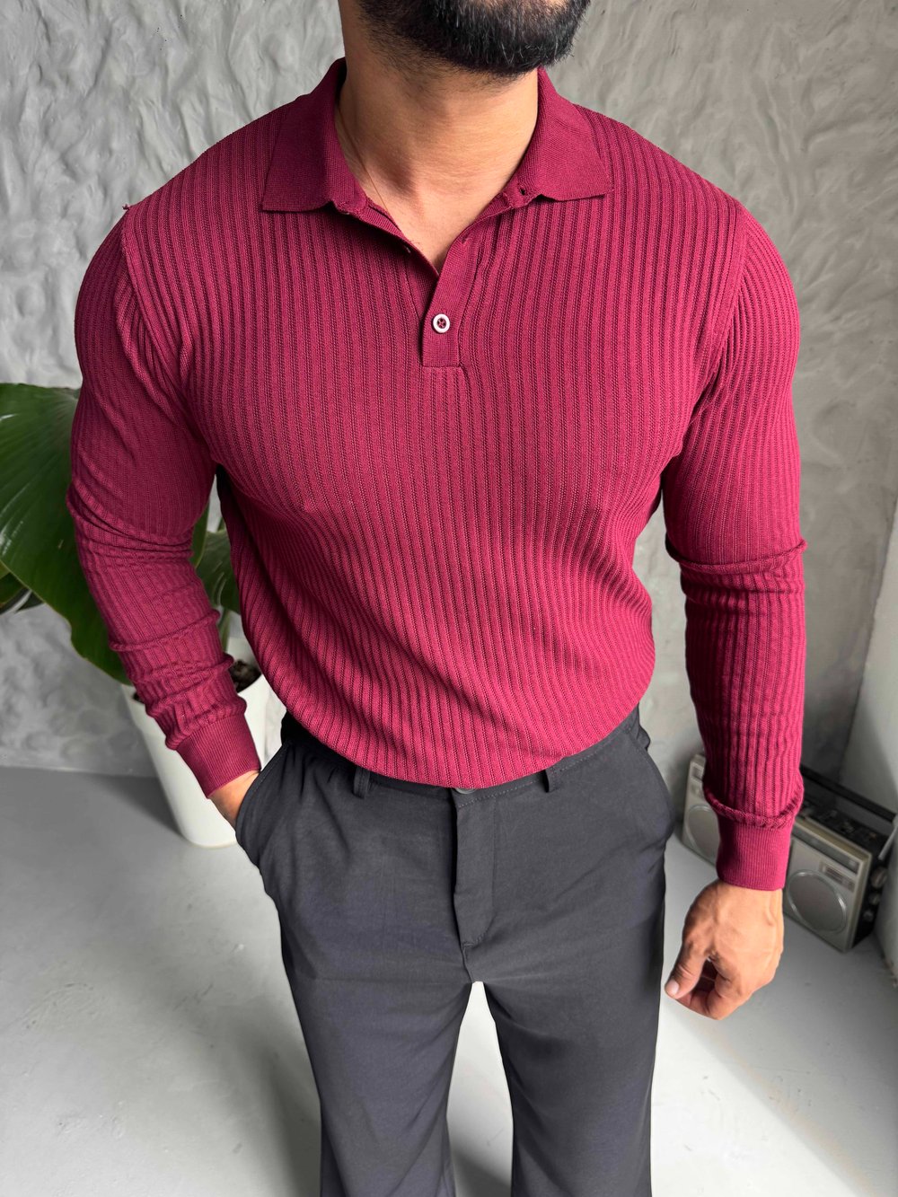 Bordo Premium Fitilli Polo Triko
