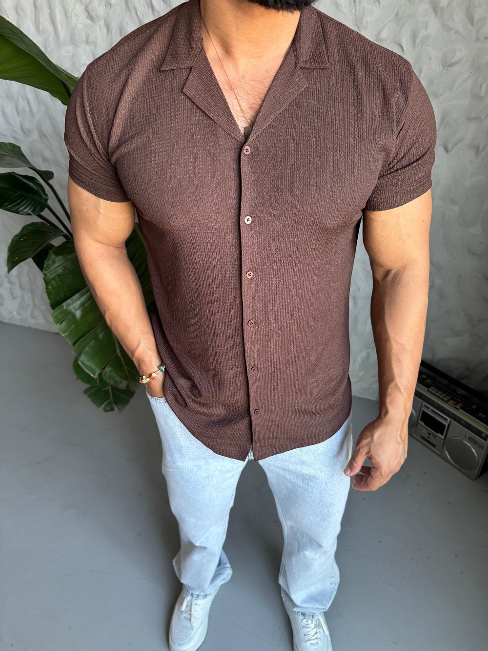 Ekru Gunny Yazlık Gömlek Modeli