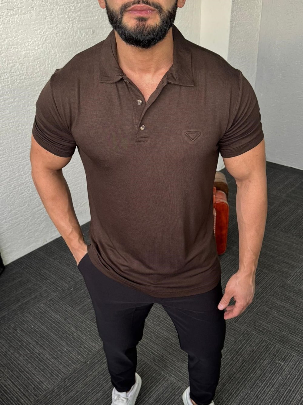 Kahverengi Polo Yaka Premium Tişört