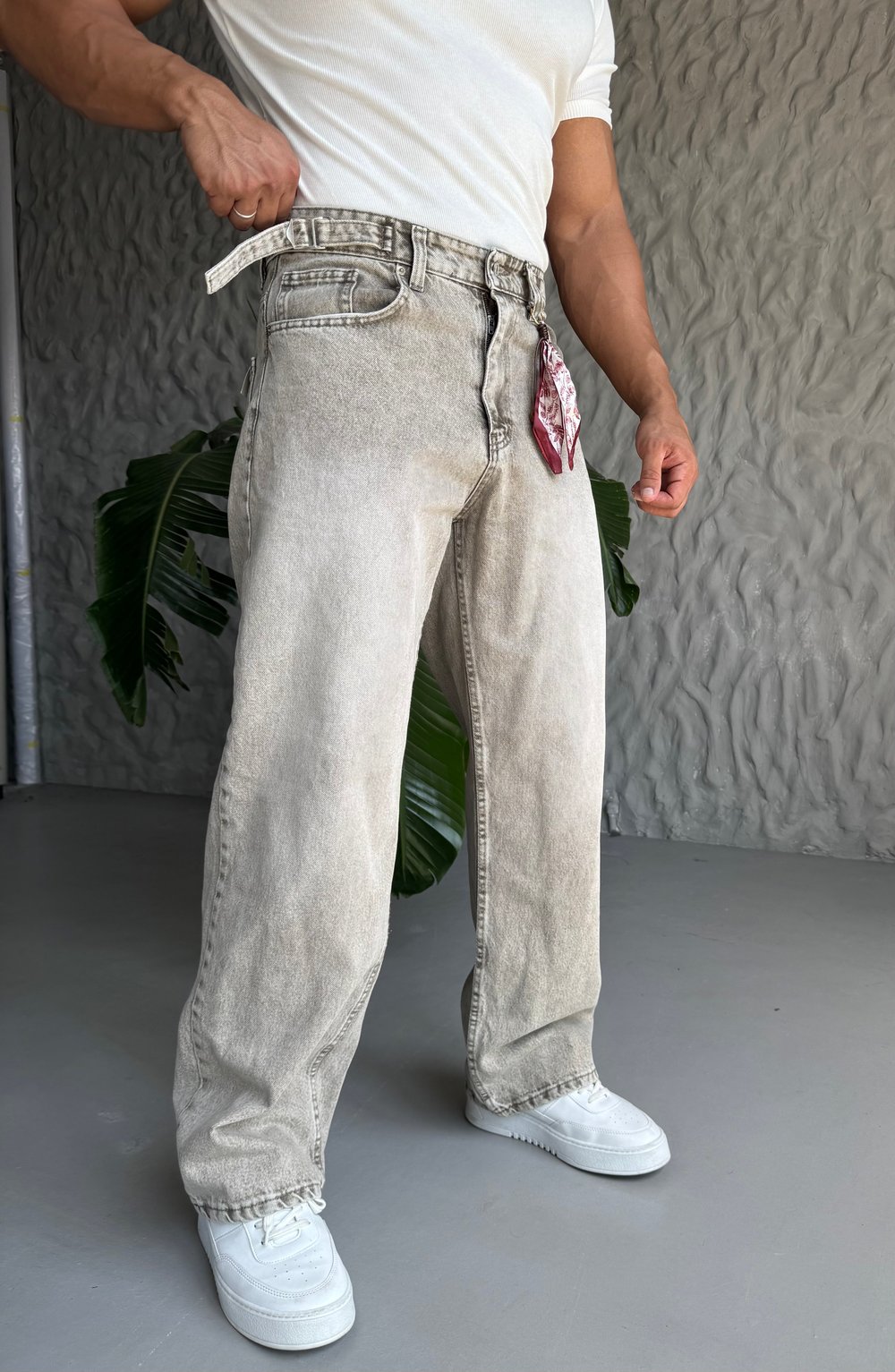 Kemer Detay  Baggy Kalıo Kot  Pantolon